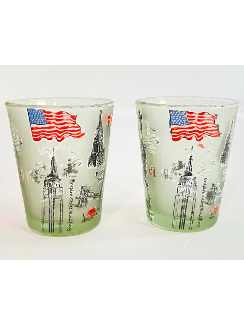 2 pcs/Set New York 2.5" Shot Glasses Collectible Souvenir Gift-USA flag